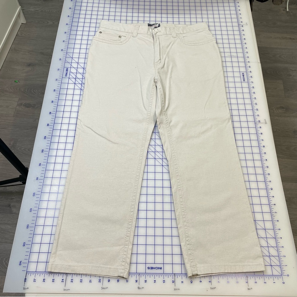 Point Zero Relaxed Straight linen pants in cream size 38